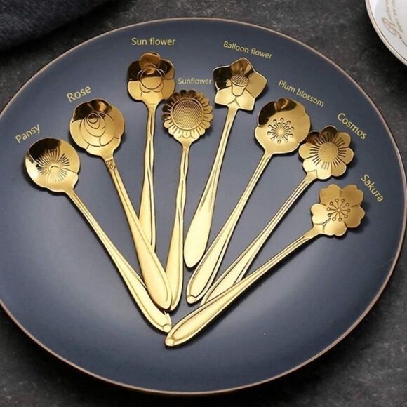 🎁 NEW 16 Piece Gift Set Stainless Steel Flower Spoon - Picture 1 of 7